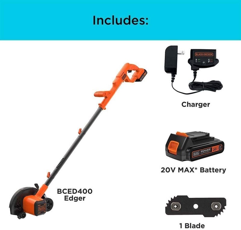 BLACK+DECKER 20V MAX Cordless Edger Lawn Kit, 1.5 Ah Battery & Charger Included (BCED400C1) - Image 4